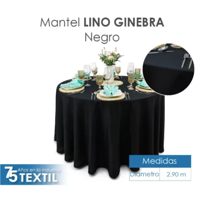 Mantel Redondo Lino Ginebra 2.90 D Negro: imagen 2