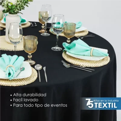 Mantel Redondo Lino Ginebra 2.90 D Negro: imagen 5