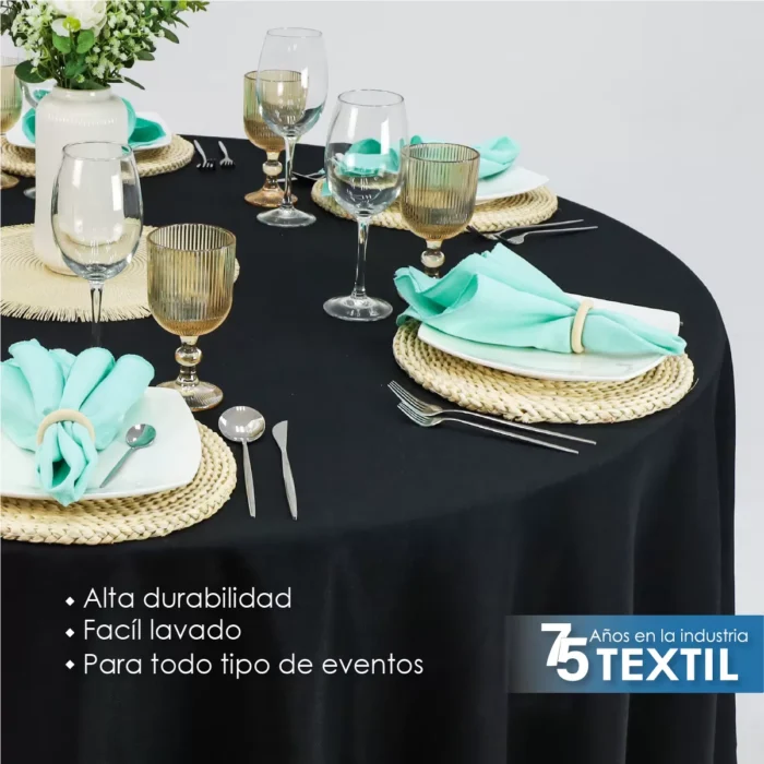 Mantel Redondo Lino Ginebra 2.90 D Negro