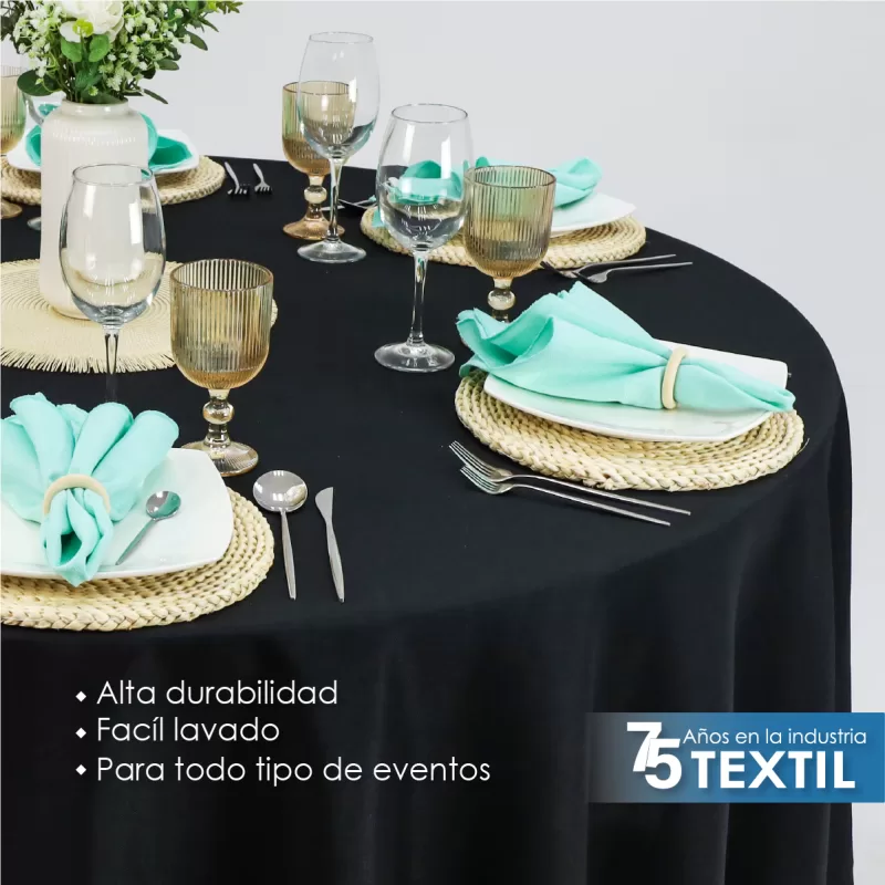 Mantel Redondo Lino Ginebra 2.90 D Negro