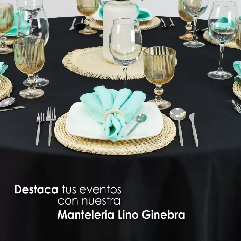 Mantel Redondo Lino Ginebra 2.90 D Negro