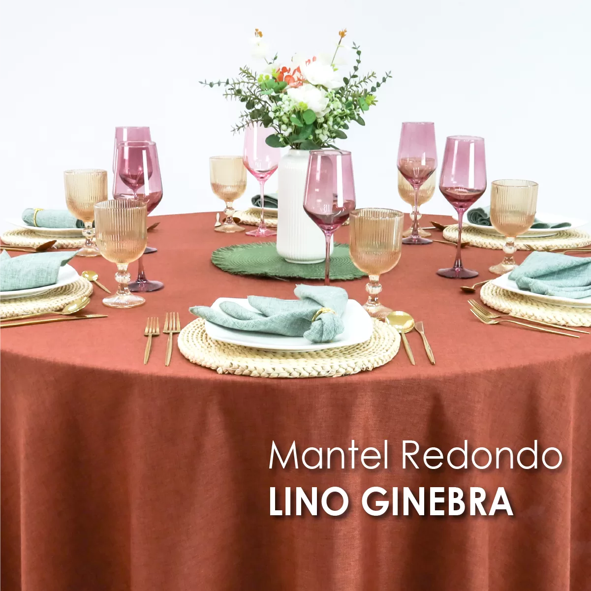 Mantel Redondo Lino Ginebra 2.90 D Tabaco: imagen 3