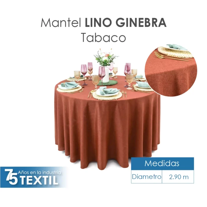 Mantel Redondo Lino Ginebra 2.90 D Tabaco