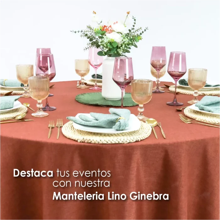 Mantel Redondo Lino Ginebra 2.90 D Tabaco