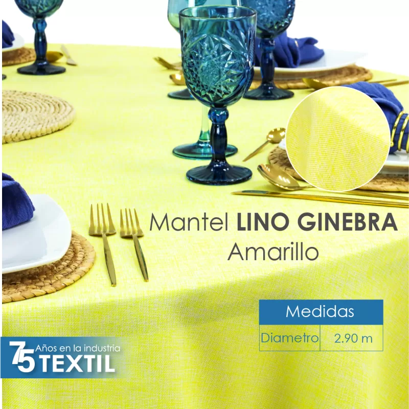Mantel Redondo Lino Ginebra 2.90 D Amarillo