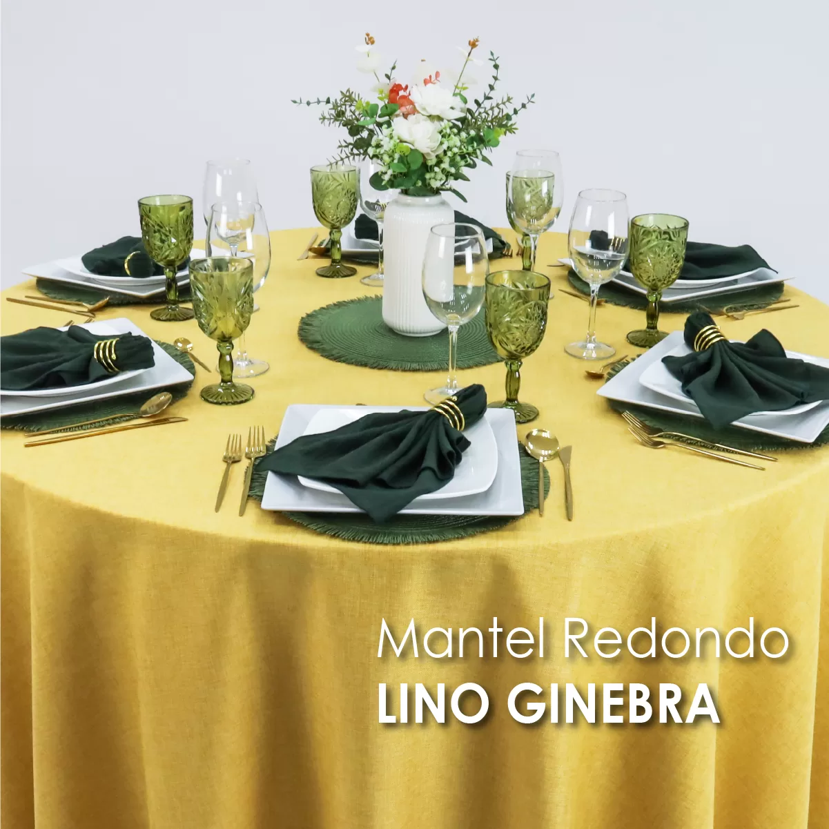 Mantel Redondo Lino Ginebra 2.90 D Mostaza: imagen 3
