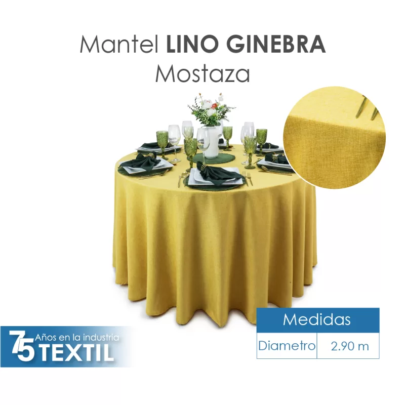 Mantel Redondo Lino Ginebra 2.90 D Mostaza