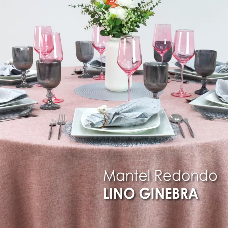 Mantel Redondo Lino Ginebra 2.90 D Palo de Rosa Obscuro