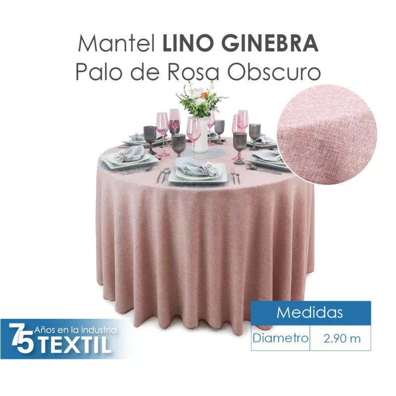 Mantel Redondo Lino Ginebra 2.90 D Palo de Rosa Obscuro