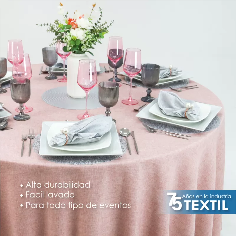 Mantel Redondo Lino Ginebra 2.90 D Palo de Rosa Obscuro