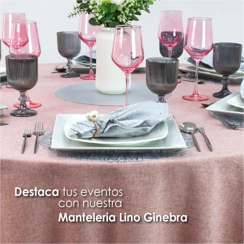Mantel Redondo Lino Ginebra 2.90 D Palo de Rosa Obscuro
