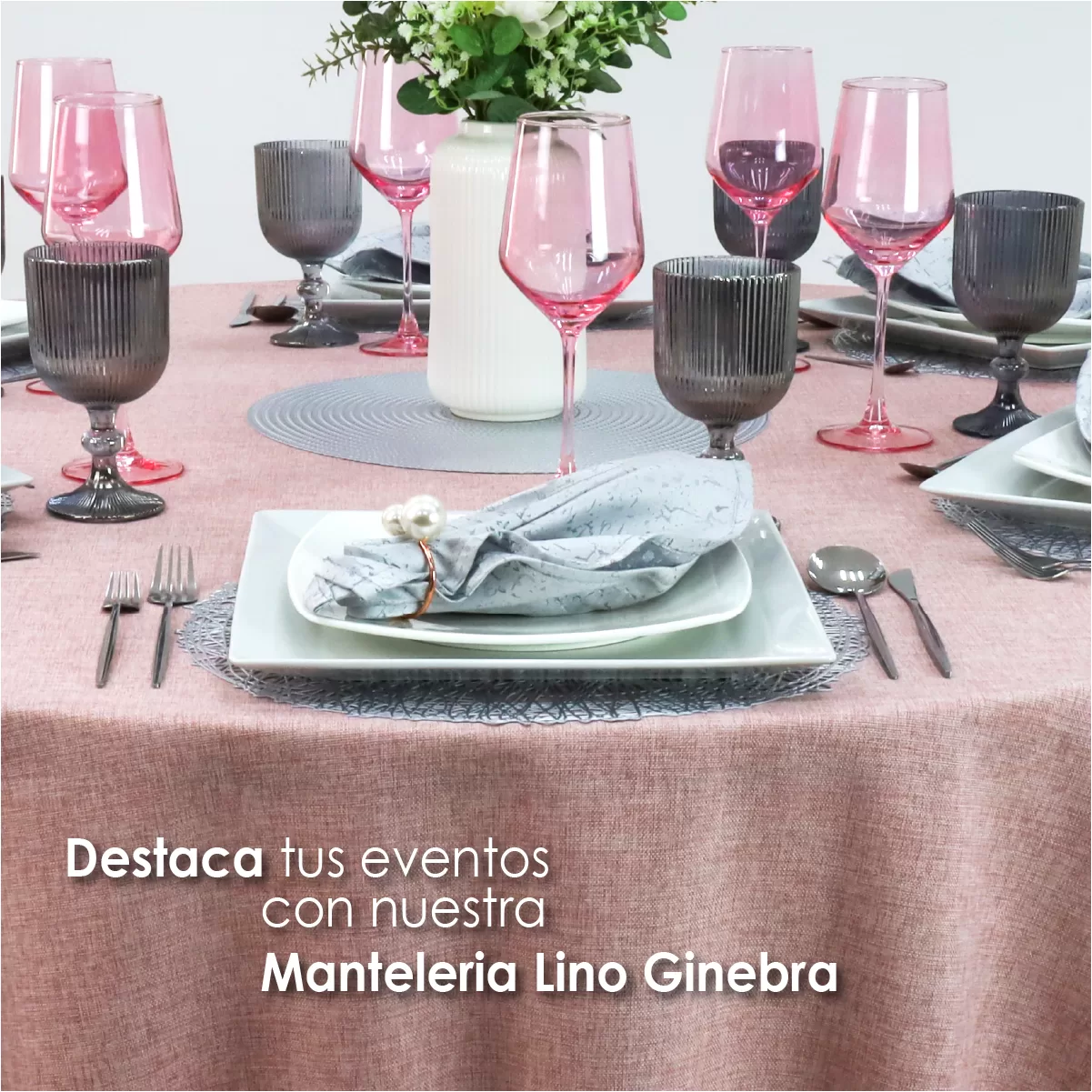Mantel Redondo Lino Ginebra 2.90 D Palo de Rosa Obscuro: imagen 6