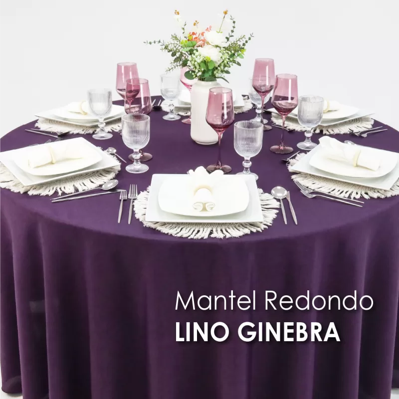 Mantel Redondo Lino Ginebra 2.90 D Uva