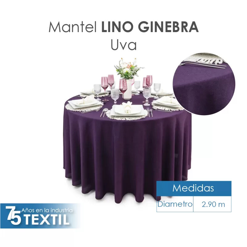 Mantel Redondo Lino Ginebra 2.90 D Uva