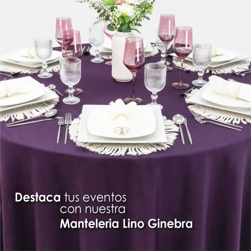 Mantel Redondo Lino Ginebra 2.90 D Uva