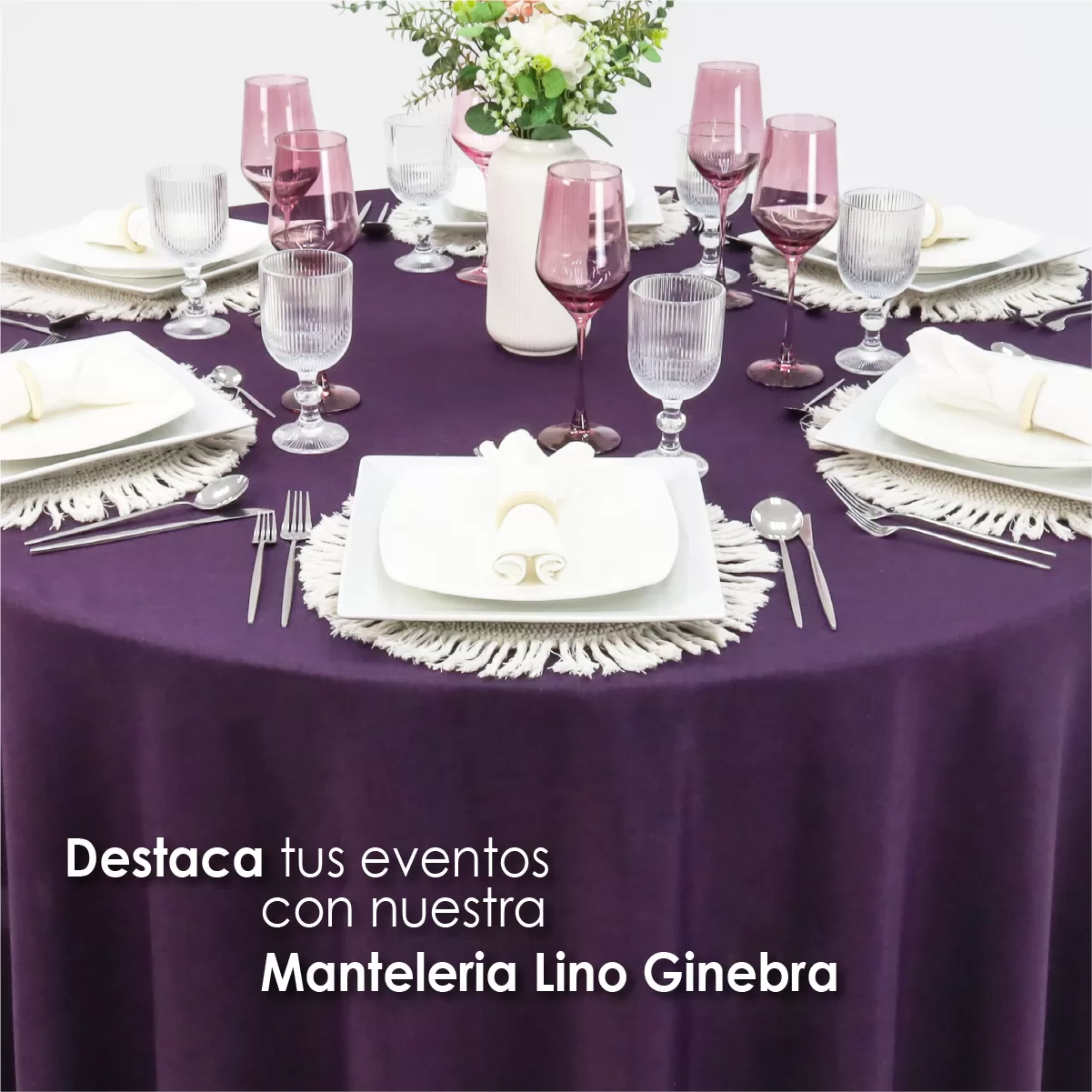 Mantel Redondo Lino Ginebra 2.90 D Uva: imagen 6