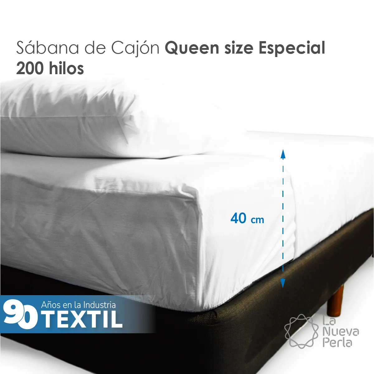 Sábana de cajón Queen Size 200H Colchón Alto 150 x 190 x 40 cm: imagen 1