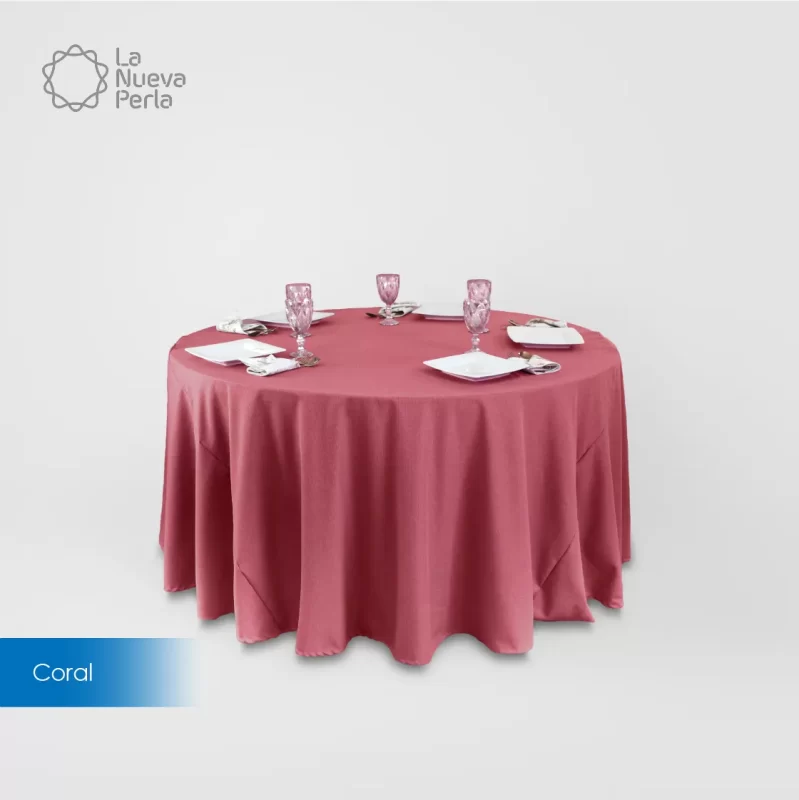 Mantel Redondo Lino Venecia 2.90 D Coral