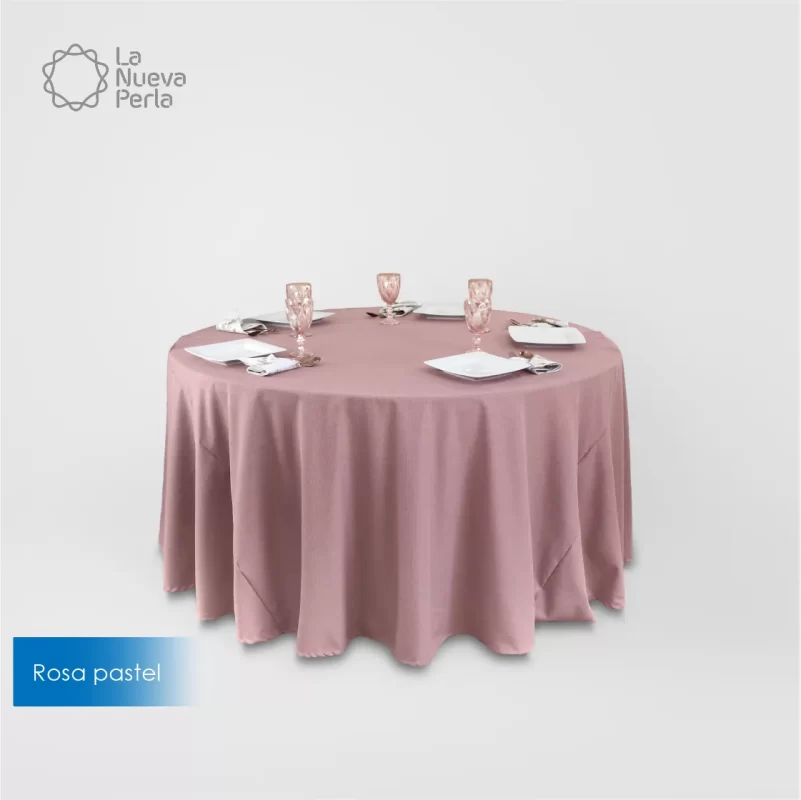 Mantel Redondo Lino Venecia 2.90 D Rosa Pastel