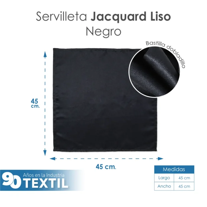 Servilleta Yackard Liso 45x45 cm Negro