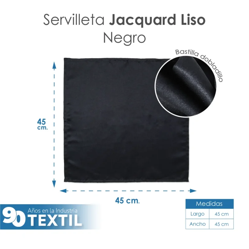Servilleta Yackard Liso 45x45 cm Negro