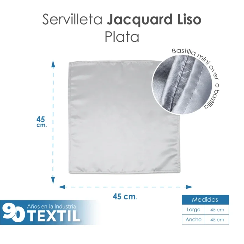 Servilleta Yackard Liso 45x45 cm Plata