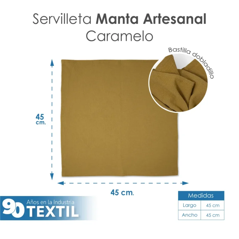 Servilleta Manta Artesanal 100% algodón 45x45 cm Caramelo