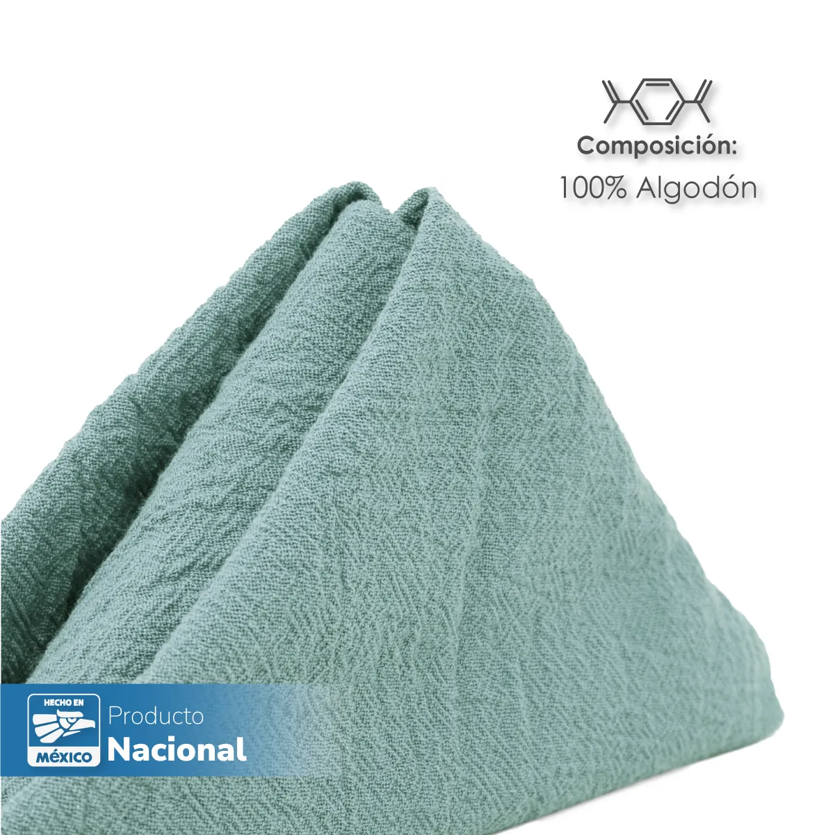 Servilleta Manta Artesanal 100% algodón 45x45 cm Azul Cemento: imagen 3