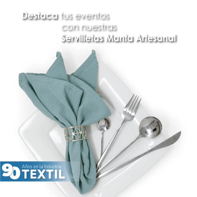 Servilleta Manta Artesanal 100% algodón 45x45 cm Azul Cemento