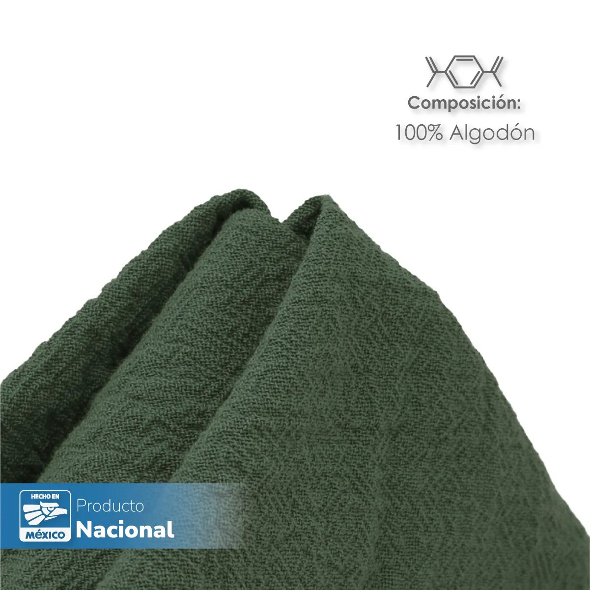 Servilleta Manta Artesanal 100% algodón 45x45 cm Verde Militar: imagen 4