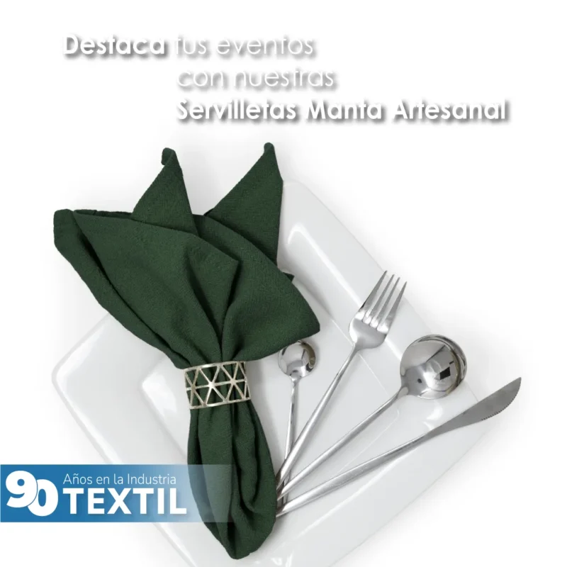 Servilleta Manta Artesanal 100% algodón 45x45 cm Verde Militar