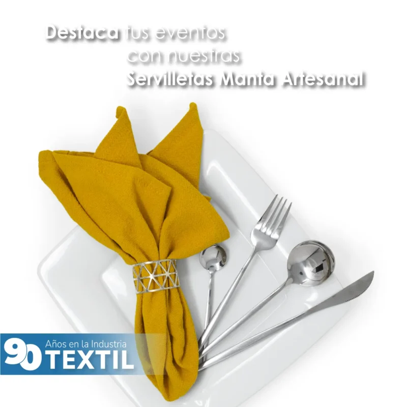 Servilleta Manta Artesanal 100% algodón 45x45 cm Mostaza