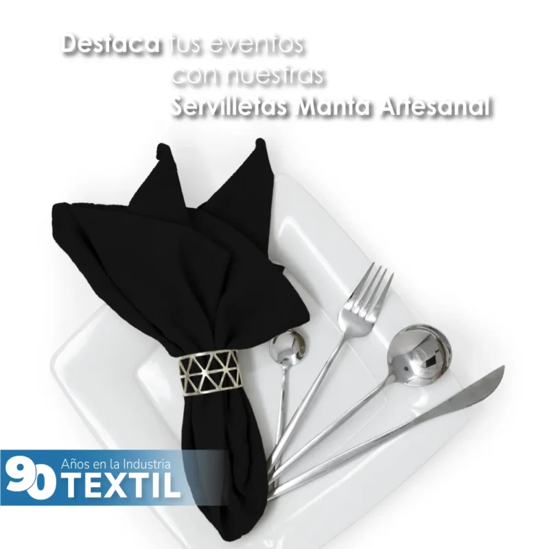 Servilleta Manta Artesanal 100% algodón 45x45 cm Negro