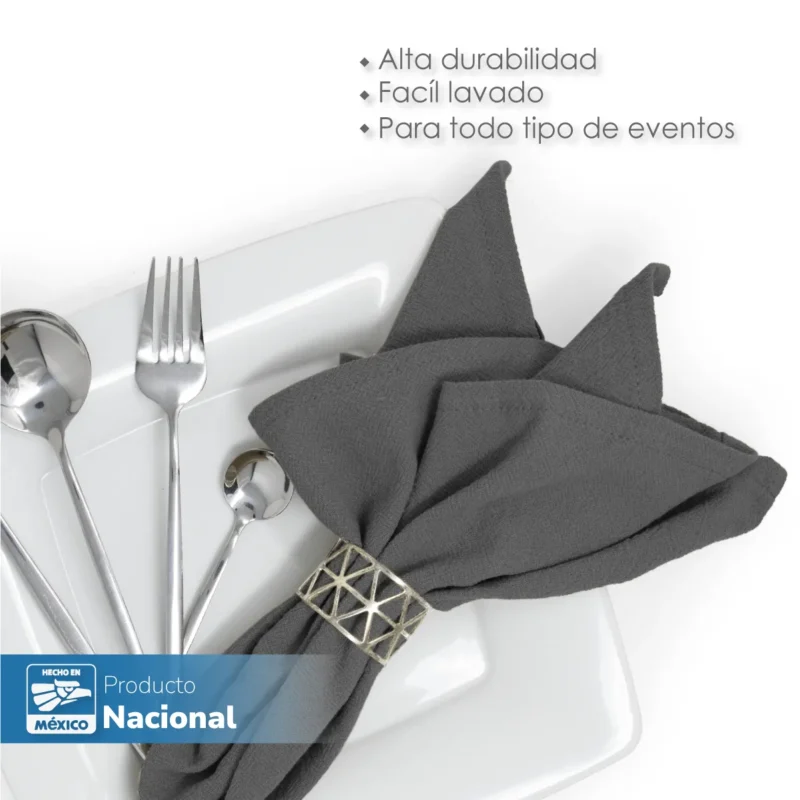 Servilleta Manta Artesanal 100% algodón 45x45 cm Gris Oxford
