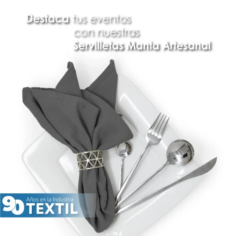 Servilleta Manta Artesanal 100% algodón 45x45 cm Gris Oxford