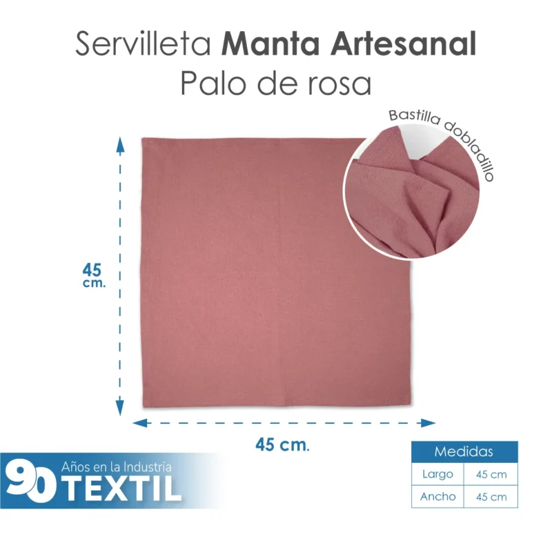 Servilleta Manta Artesanal 100% algodón 45x45 cm Palo de Rosa
