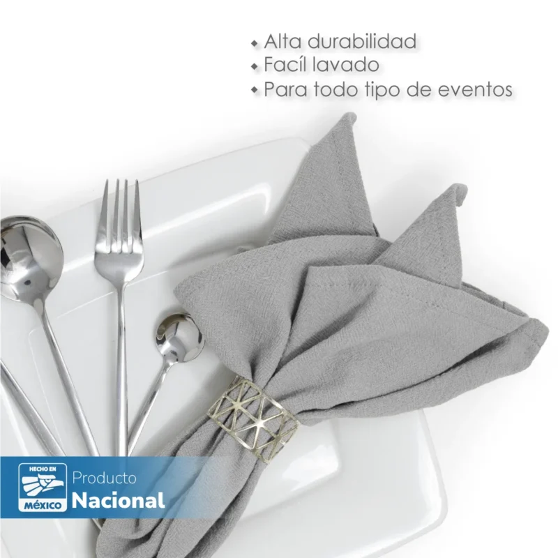 Servilleta Manta Artesanal 100% algodón 45x45 cm Plata