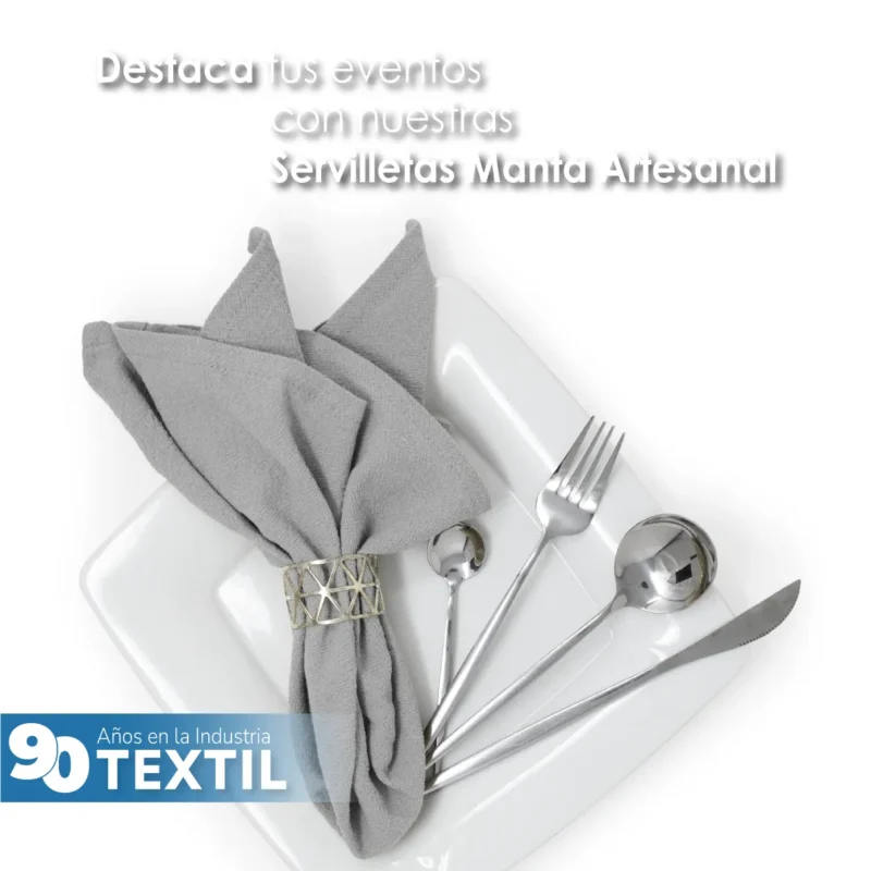 Servilleta Manta Artesanal 100% algodón 45x45 cm Plata