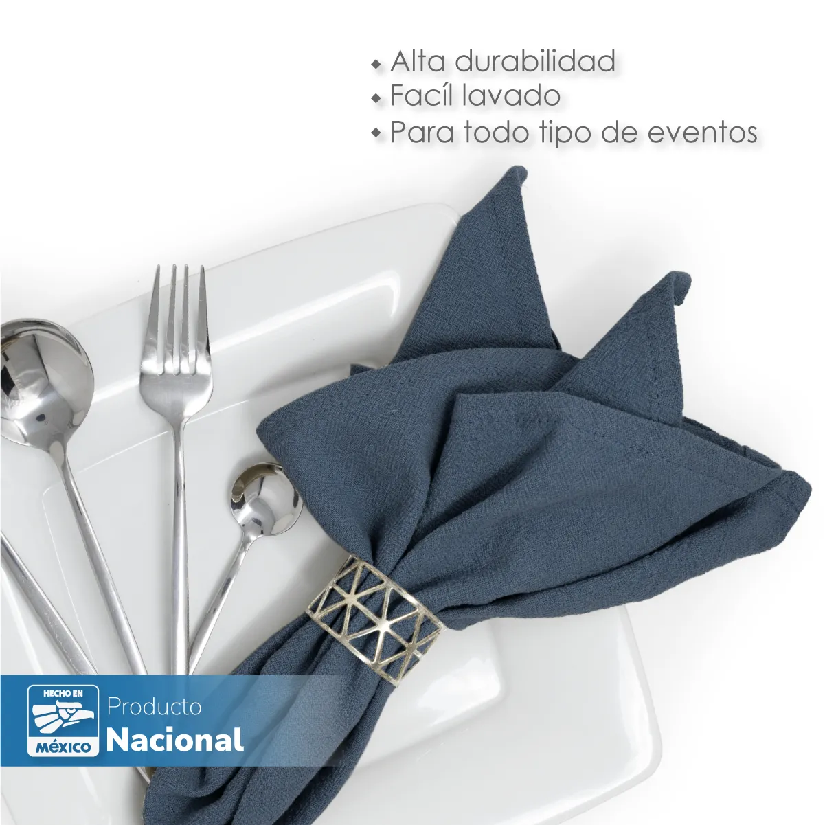 Servilleta Manta Artesanal 100% algodón 45x45 cm Gris Plomo: imagen 5
