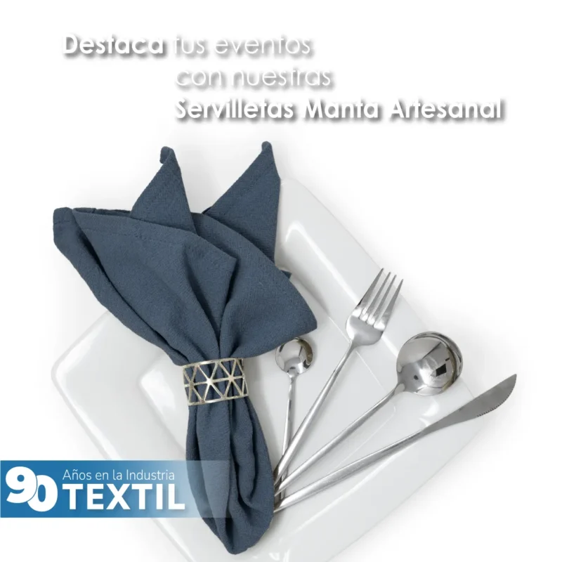 Servilleta Manta Artesanal 100% algodón 45x45 cm Gris Plomo