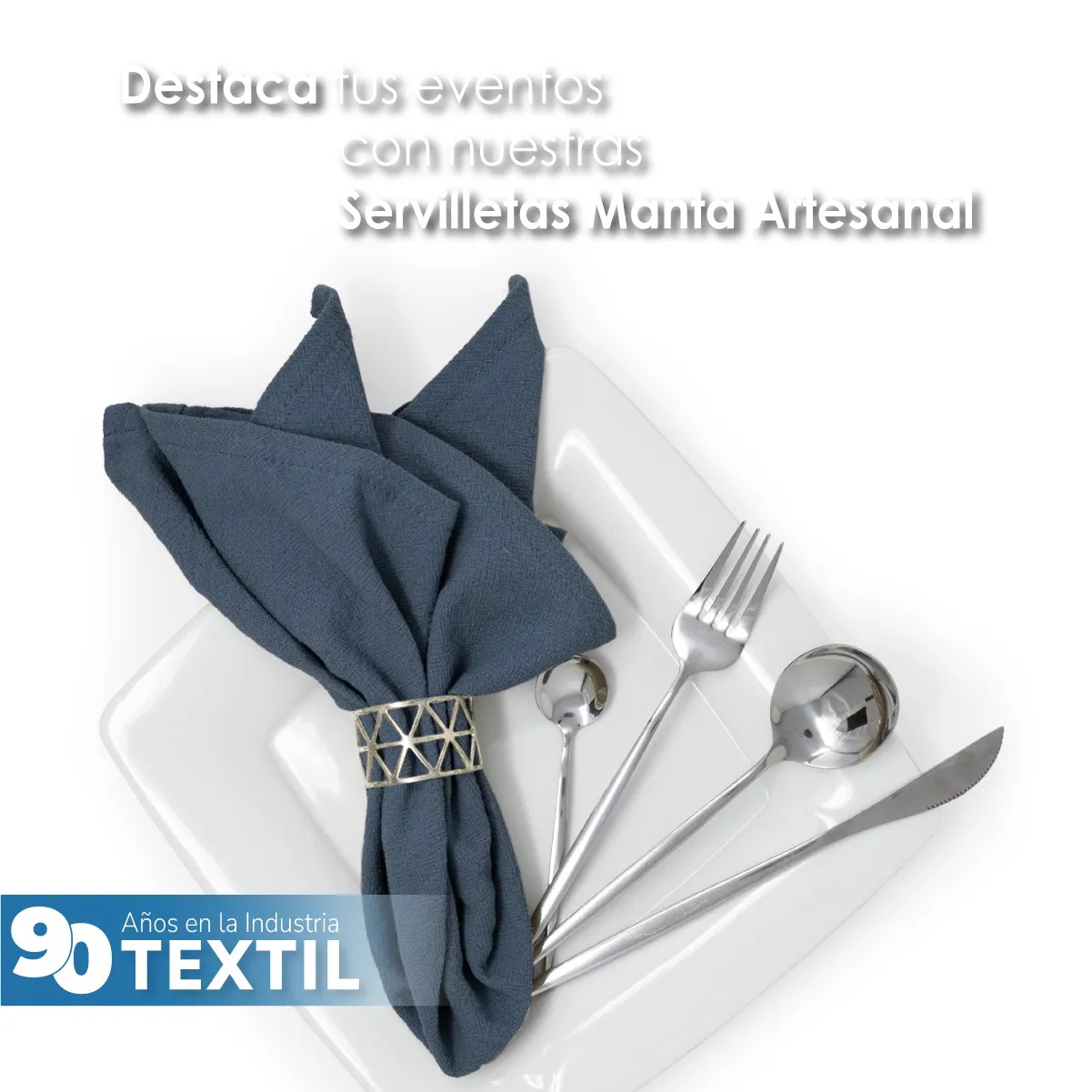 Servilleta Manta Artesanal 100% algodón 45x45 cm Gris Plomo: imagen 4
