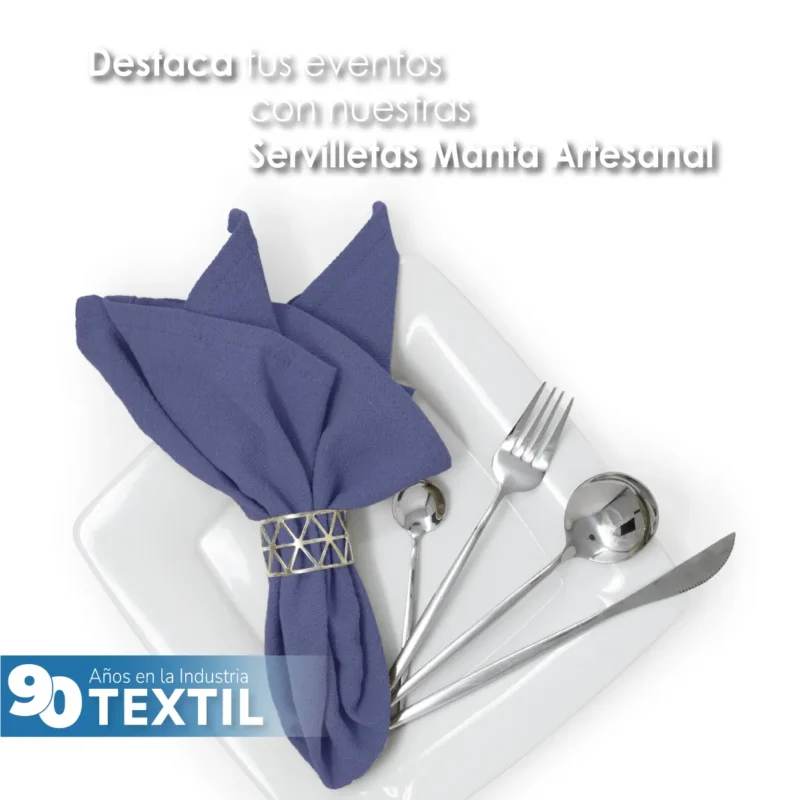Servilleta Manta Artesanal 100% algodón 45x45 cm Azul Plumbago