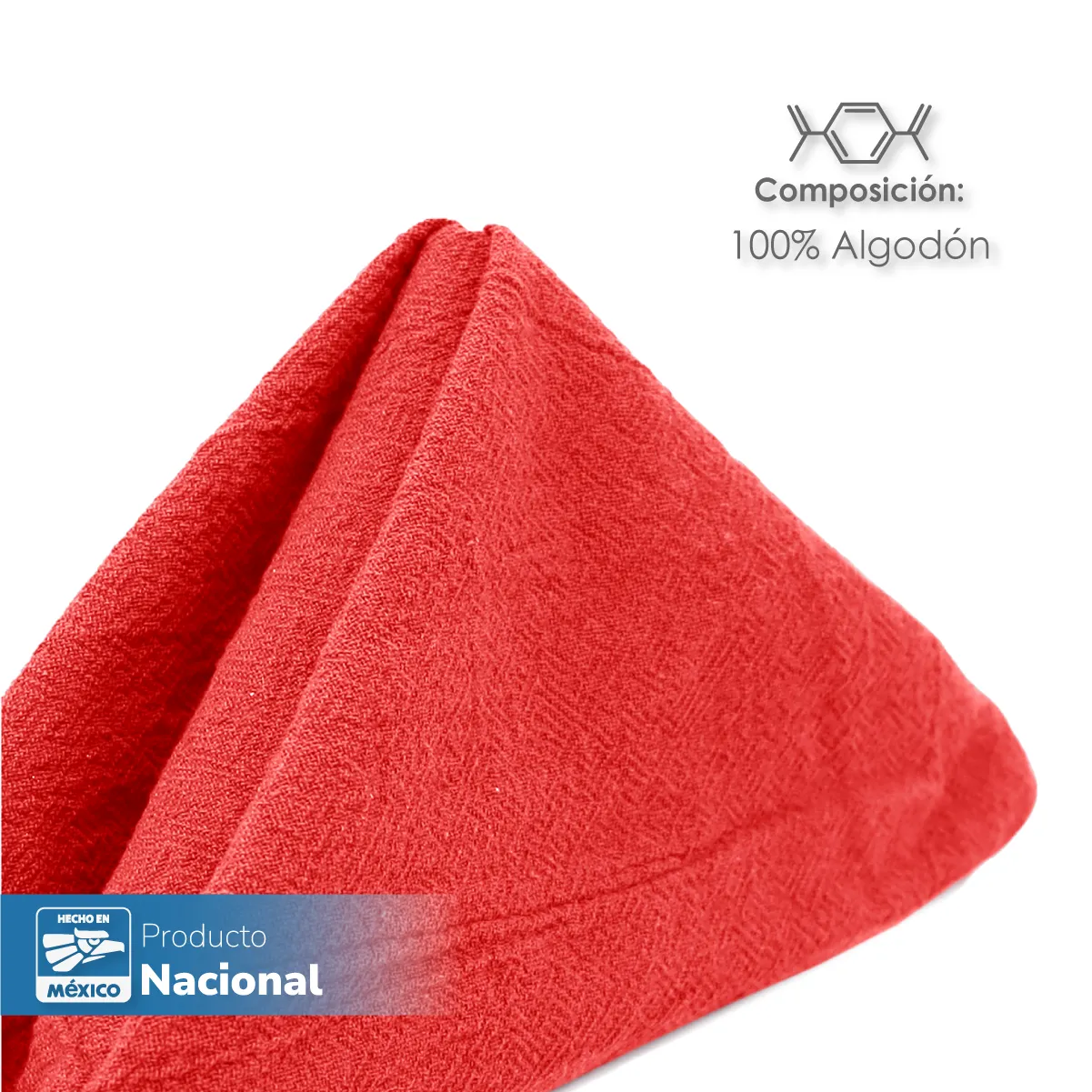 Servilleta Manta Artesanal 100% algodón 45x45 cm Rojo: imagen 3