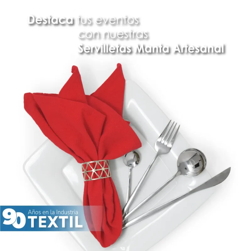 Servilleta Manta Artesanal 100% algodón 45x45 cm Rojo