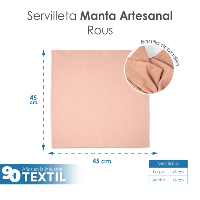 Servilleta Manta Artesanal 100% algodón 45x45 cm Rous