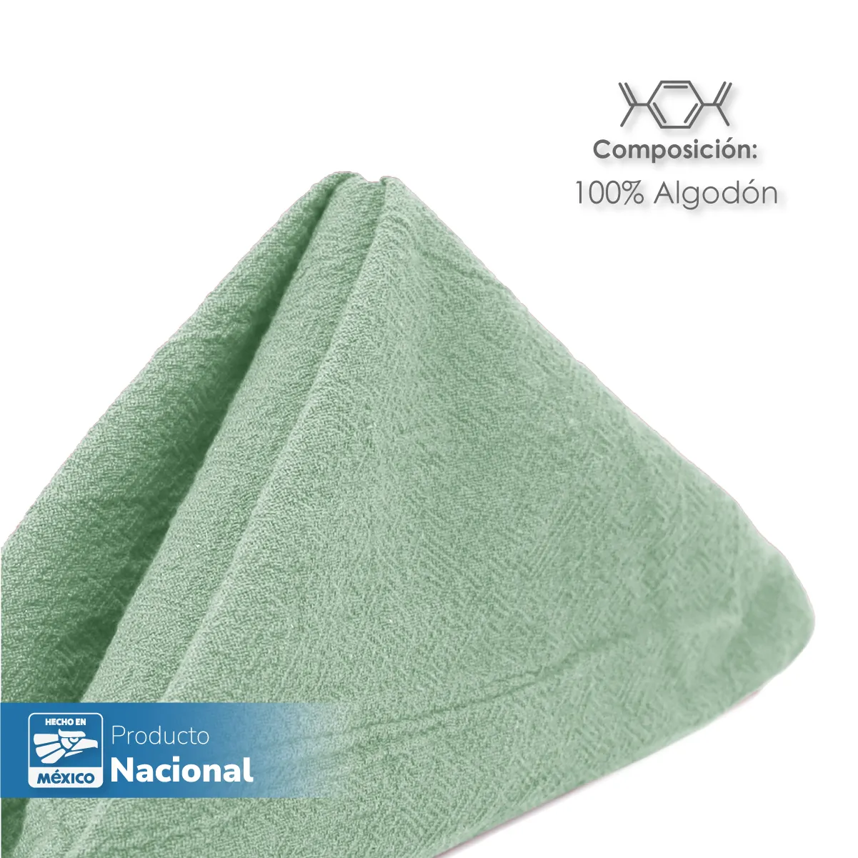 Servilleta Manta Artesanal 100% algodón 45x45 cm Sage: imagen 3