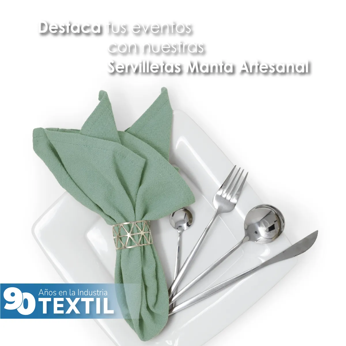 Servilleta Manta Artesanal 100% algodón 45x45 cm Sage: imagen 4