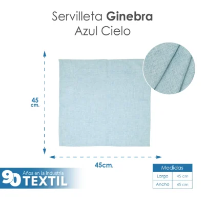 Servilleta Lino Ginebra 45x45 cm Azul Cielo: imagen 2