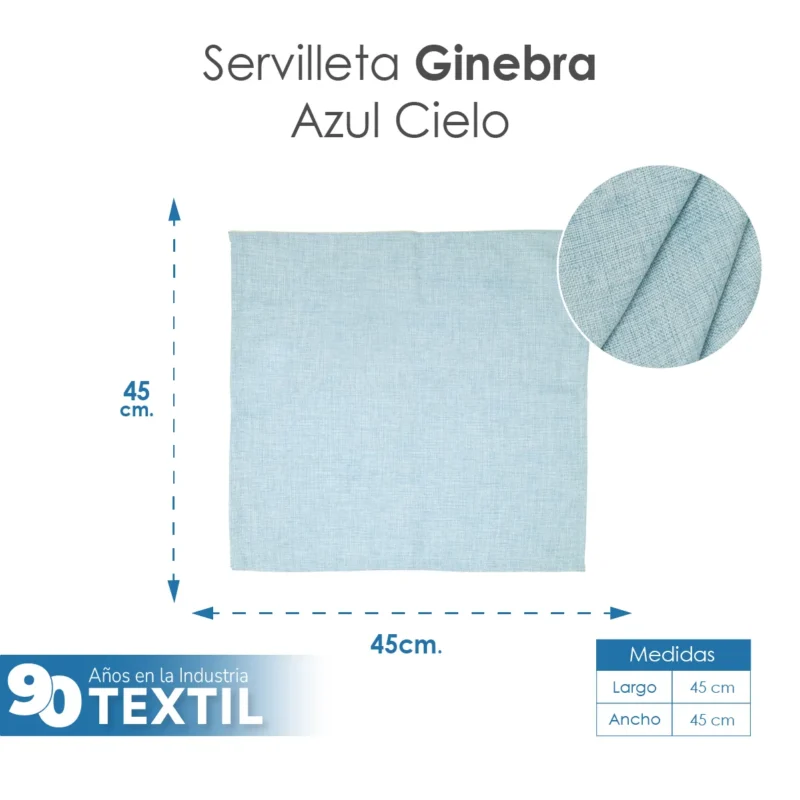 Servilleta Lino Ginebra 45x45 cm Azul Cielo