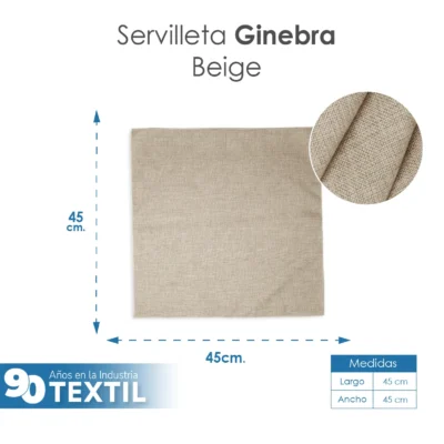 Servilleta Lino Ginebra 45x45 cm Beige: imagen 2